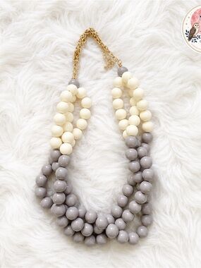 Vintage 1980s Necklace Multi-Strand Chunky Beaded Statement Jewelry Faux Pearl